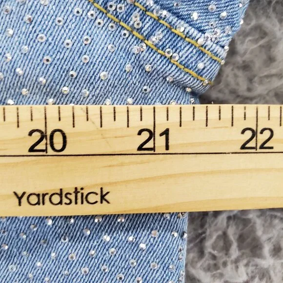 PHOEBE J. Jacket Womens XL Blue Rhinestone Button-Up Long Sleeve Denim *NWT* - Picture 8 of 10